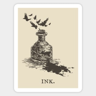 Vintage Inkwell Illustration for Writers and Poets Magnet